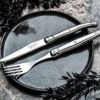 Stainless Steel Steak Knives and Forks Bundle (Set of 2 x 6) |  Laguiole Premium Line