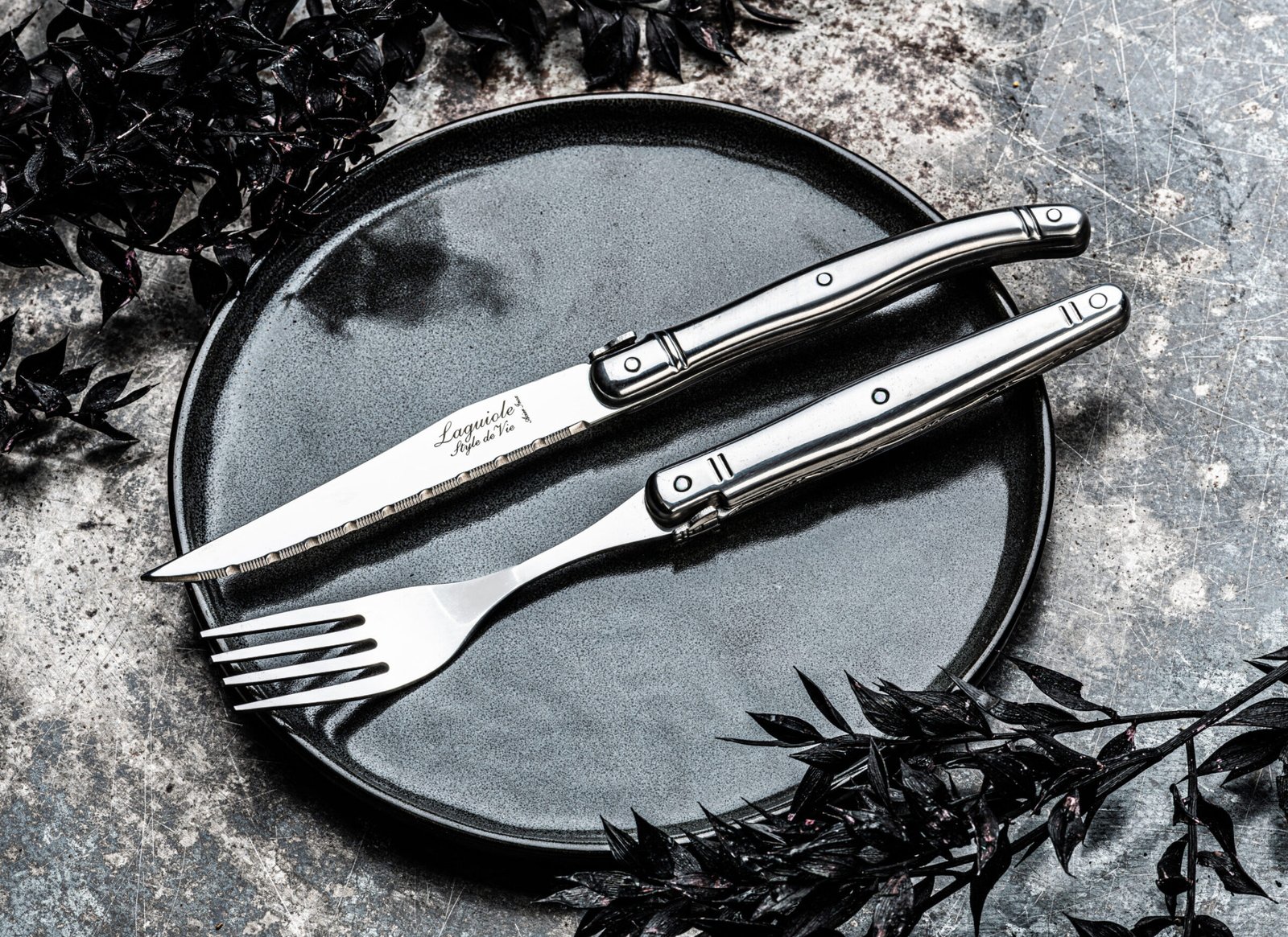 1.8PremRVS_SF (6) Stainless Steel Steak Knives and Forks Bundle (Set of 2 x 6) | Laguiole Premium Line