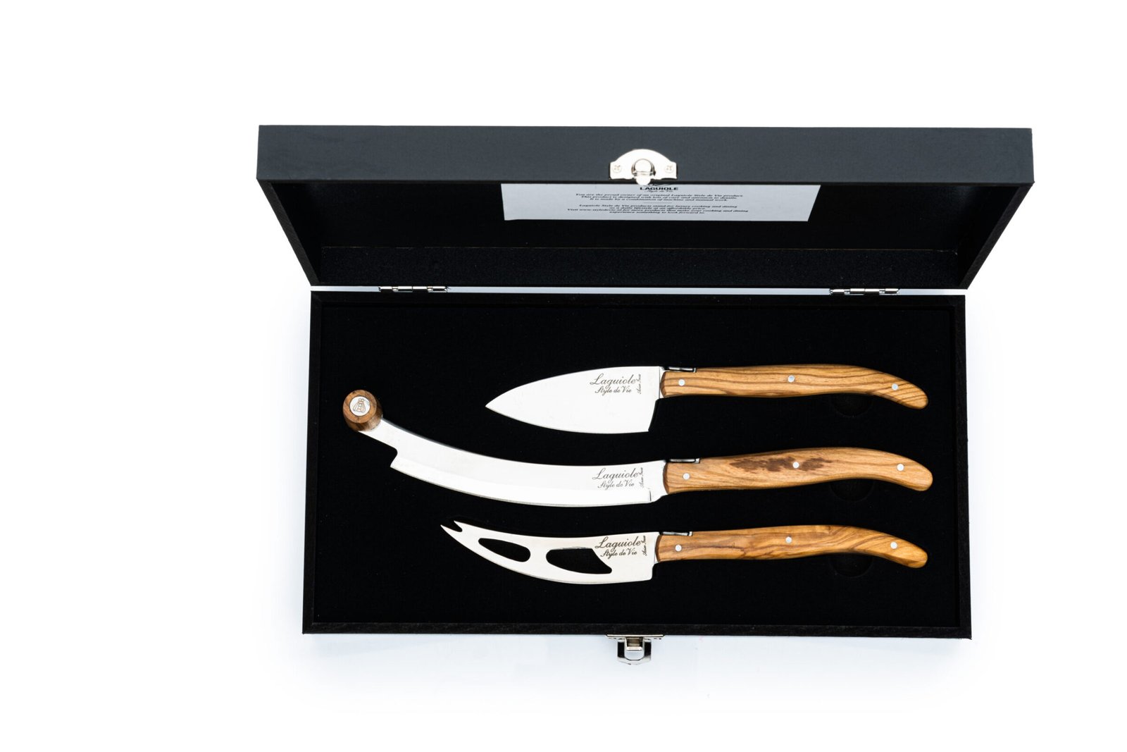 LuxKaasV2Olijf_PR (1) Olive Wood Cheese Knives (Set of 3) V2 | Laguiole Luxury Line
