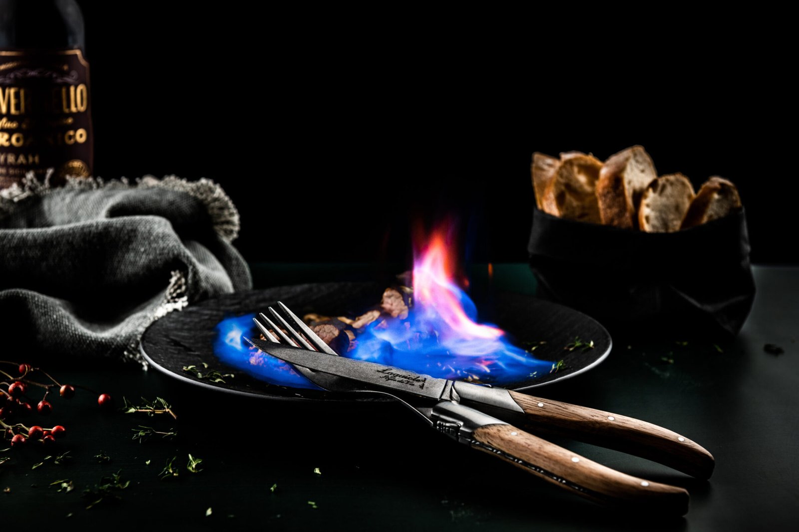 Oak Wood Stonewash Steak Knives (Set of 6) | Laguiole Luxury Line