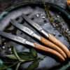 Oak Wood Stonewash Steak Knives (Set of 6) | Laguiole Luxury Line