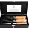 Oak Wood Stonewash Steak Knives (Set of 6) | Laguiole Luxury Line