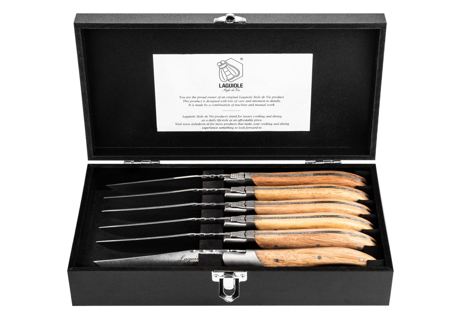 Oak Wood Stonewash Steak Knives (Set of 6) | Laguiole Luxury Line