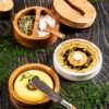 Ceramic and Acacia Wooden Dip Dishes (Set of 3) | Laguiole Premium Line