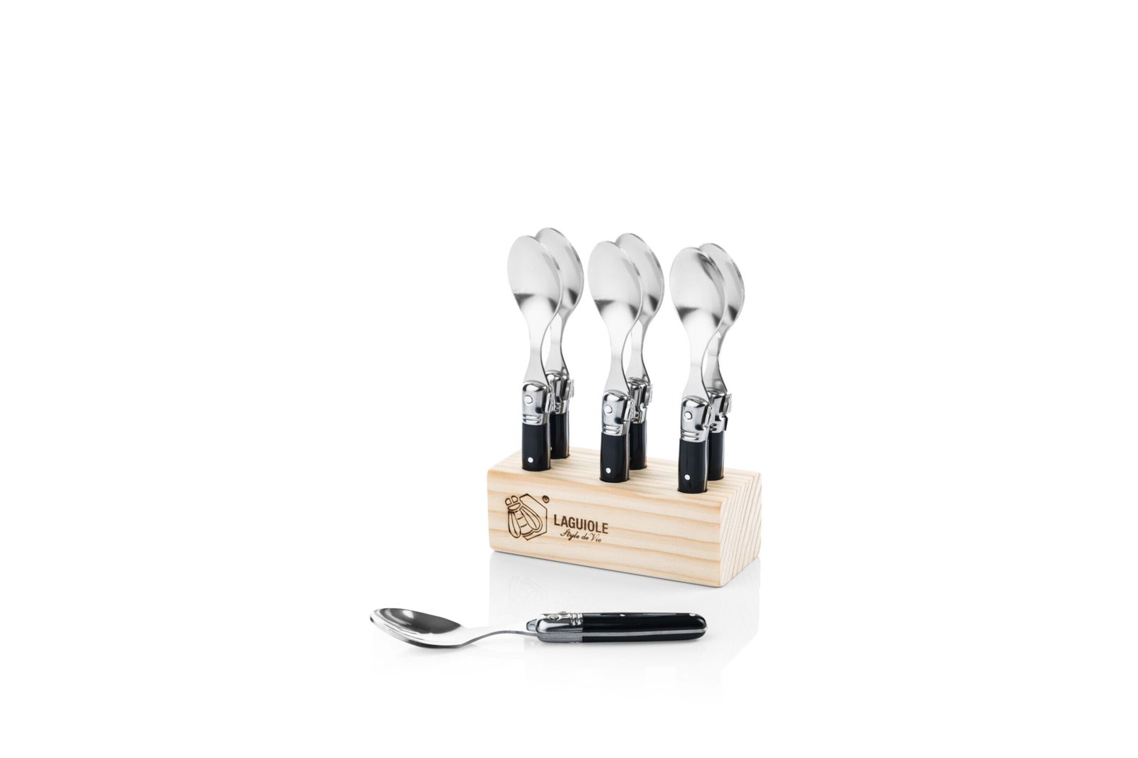 PrMiniSpoonZw_PR (2) Black Teaspoons (Set of 6) | Laguiole Premium Line