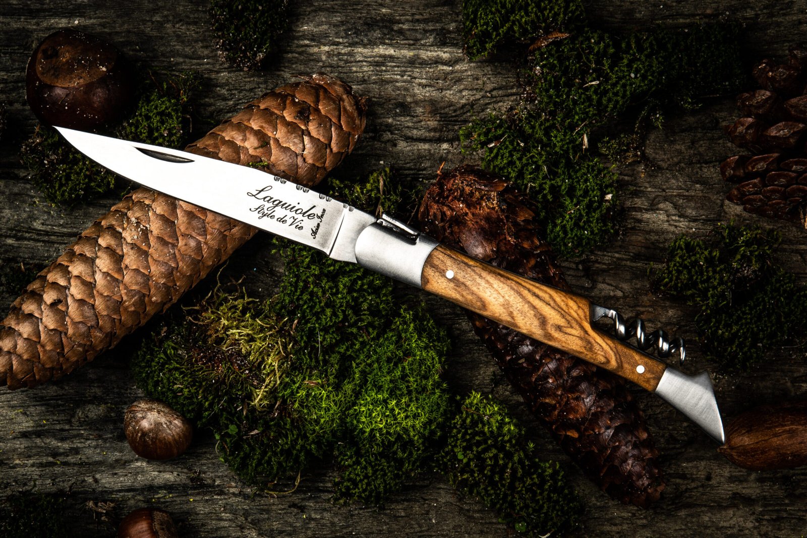 ZakmKurkOlijf_SF (9) Olive Pocket Knive with Corkscrew | Laguiole Luxury Line