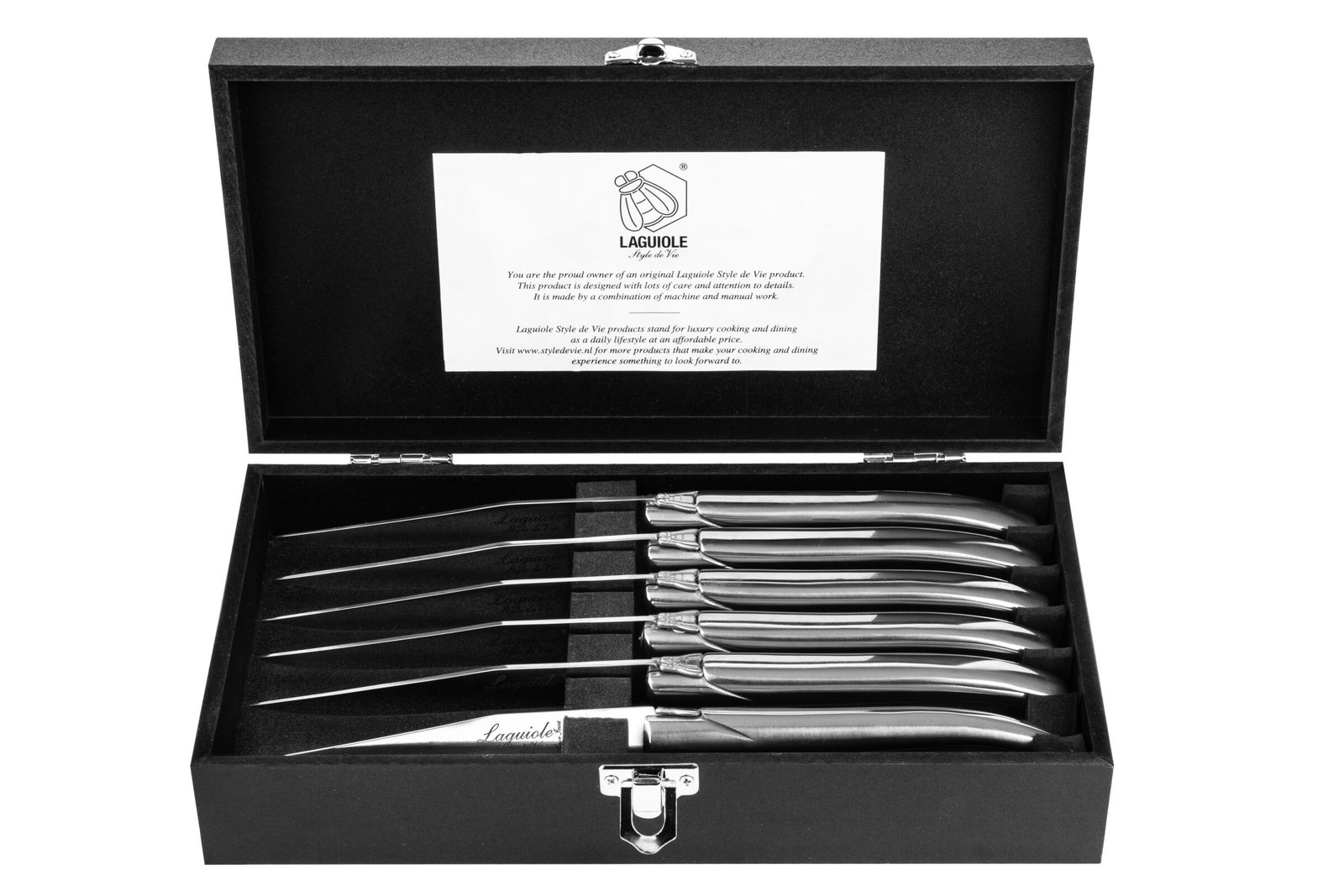 LuxSteakRVS_PR (2) Stainless Steel Steak Knives (Set of 6) | Laguiole Luxury Line